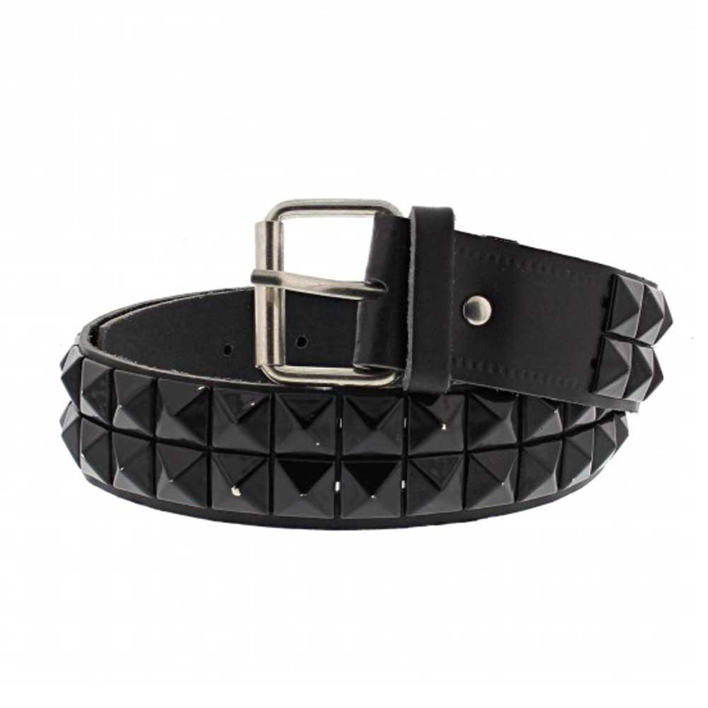 Zac's Alter Ego - 2 row pyramide studs Gürtel - Schwarz